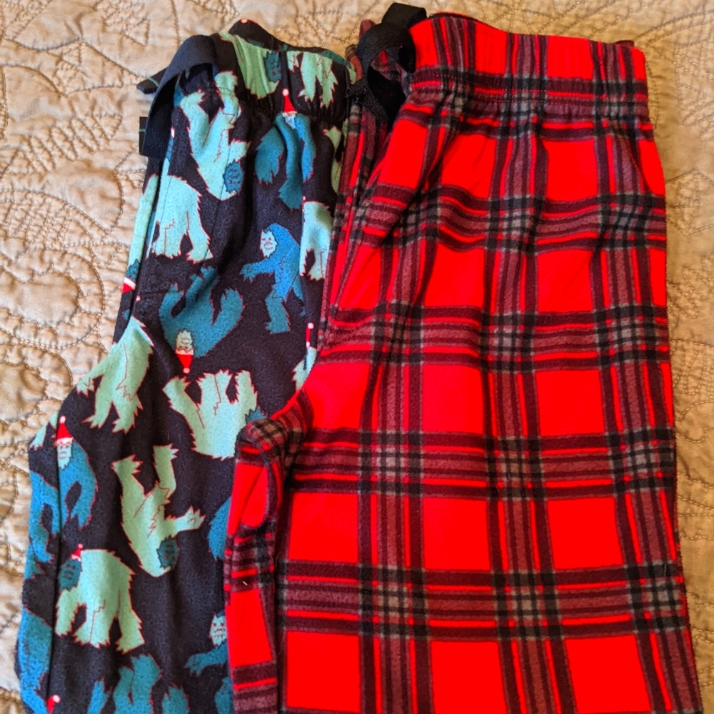 2 pair of fuzzy pajama pants